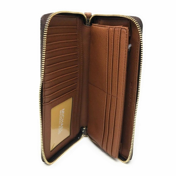 Michael Kors Jet Set Travel Wallet Brown Signature - Picture 5 of 5